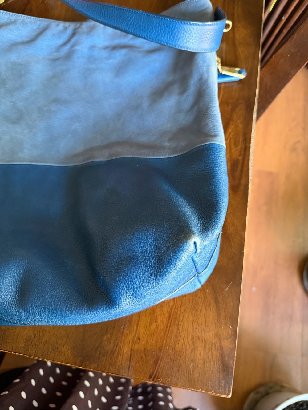 EUC Fossil Maya Hobo Leather Hobo Tote Shoulder Bag Blue - Picture 3 of 6